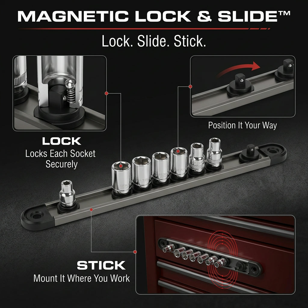 Magnetic Lock & Slide™ Socket Organizer